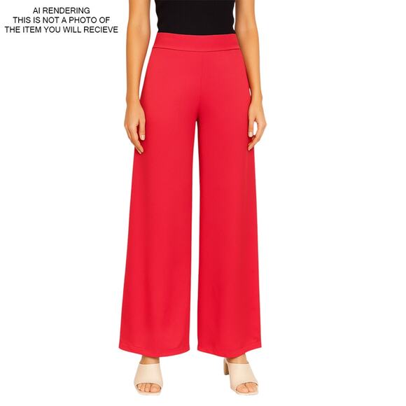 NEW INC Dress Pants Wide Leg High Rise Y2K Palazzo Retro Boho Dressy Bold Red XL - Picture 9 of 9